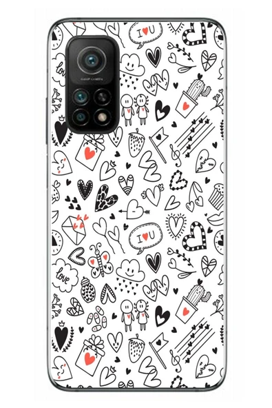 Le Balvo Xiaomi Mi 10 T Uyumlu Retro Kalp Karışık Baskılı Silikon Kılıf ürün görseli 1
