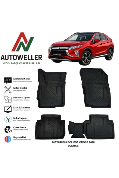 AutoWeller Mitsubishi Eclipse Cross 2018 Sonrası Havuzlu Oto Havuzlu 3D TPE Oto Paspas Takımı ürün görseli 1