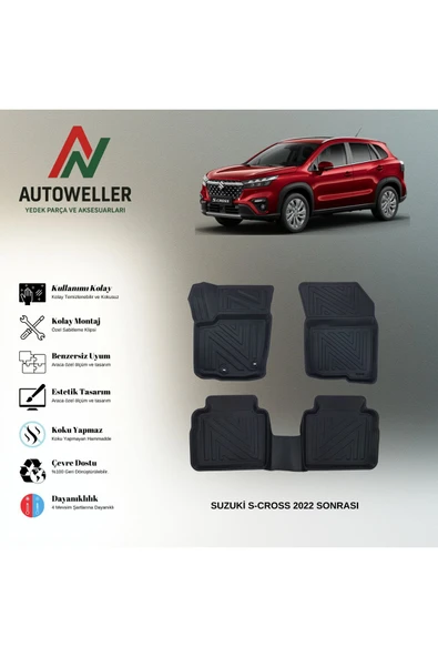 AutoWeller Suzuki S-Cross 2022 Sonrası Havuzlu 3D TPE Oto Paspas Takımı ürün görseli 1