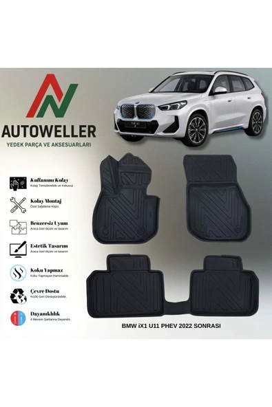 AutoWeller BMW iX1 2024 Sonrası Havuzlu 3D TPE Oto Paspas Takımı ürün görseli 1