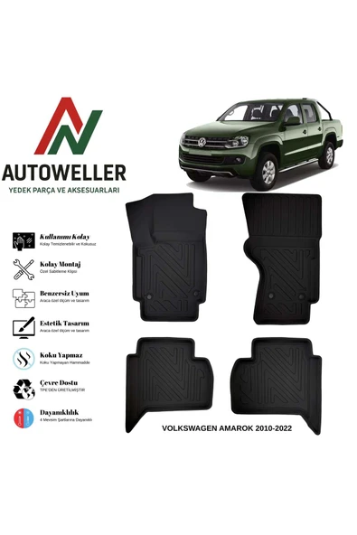 AutoWeller Volkswagen Amarok 2010-2022 Havuzlu Oto Havuzlu 3D TPE Oto Paspas Takımı ürün görseli 1