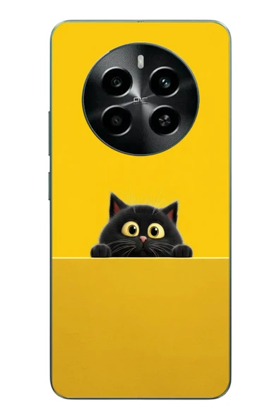 Le Balvo Realme 12 4G Uyumlu Sarı Gözlü Kedi Baskılı Silikon Kılıf ürün görseli 1