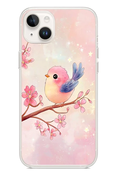Le Balvo İphone 14 Plus Uyumlu Dalda ki Kuş Baskılı Silikon Kılıf ürün görseli 1