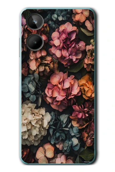Le Balvo Realme 10 4G Uyumlu Koyu Çiçekler Baskılı Silikon Kılıf ürün görseli 1