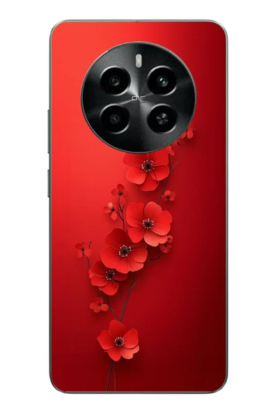 Le Balvo Realme 12 4G Uyumlu Kırmızı Kardelenler Baskılı Silikon Kılıf ürün görseli 1