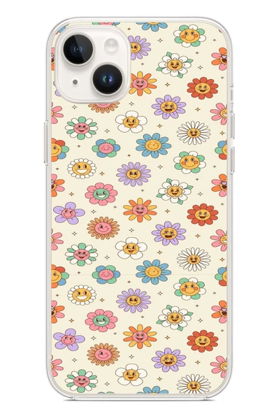 Le Balvo İphone 14 Plus Uyumlu Gülen Çiçekler Baskılı Silikon Kılıf ürün görseli 1