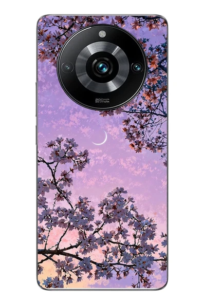 Le Balvo Realme 11 Pro Uyumlu Mor Gökyüzülü Ağaç Baskılı Silikon Kılıf ürün görseli 1