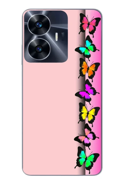 Le Balvo Realme C55 Uyumlu Kelebeklerin Rüyası Baskılı Silikon Kılıf ürün görseli 1