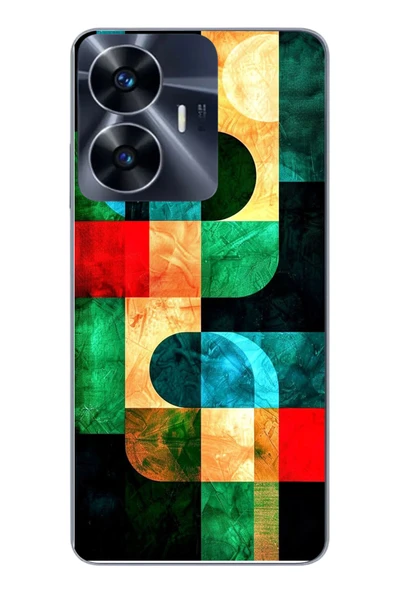 Le Balvo Realme C55 Uyumlu Modern Çizgiler Baskılı Silikon Kılıf ürün görseli 1
