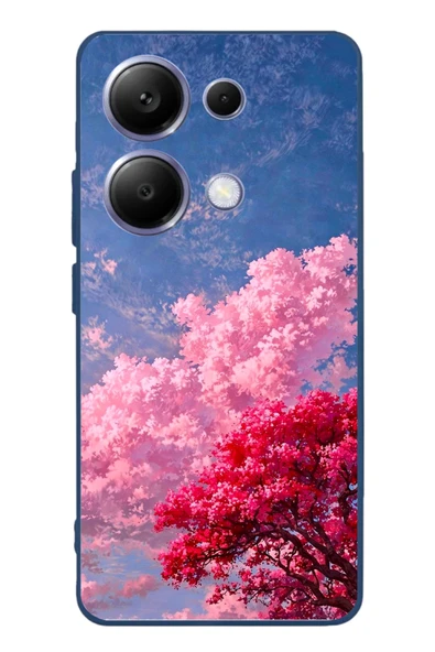 Le Balvo Poco X7 Pro Uyumlu Kırmızı Pembe Ağaçlar Baskılı Silikon Kılıf ürün görseli 1