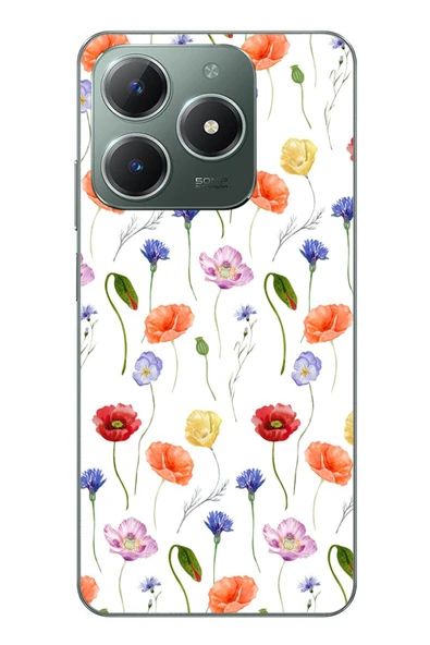 Le Balvo Realme C61 Uyumlu Sade Tek Çiçekler Baskılı Silikon Kılıf ürün görseli 1