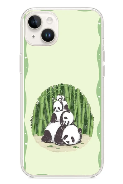 Le Balvo İphone 14 Plus Uyumlu Panda Ailesi Baskılı Silikon Kılıf ürün görseli 1