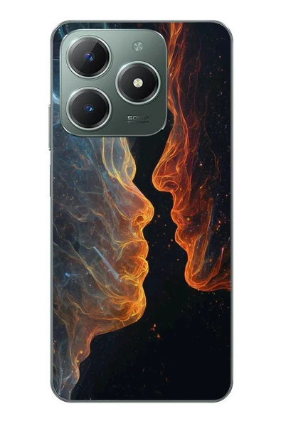 Le Balvo Realme C61 Uyumlu Kavuşan Çizgiler Baskılı Silikon Kılıf ürün görseli 1