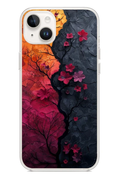 Le Balvo İphone 14 Plus Uyumlu Yaprak Geçişkenliği Baskılı Silikon Kılıf ürün görseli 1