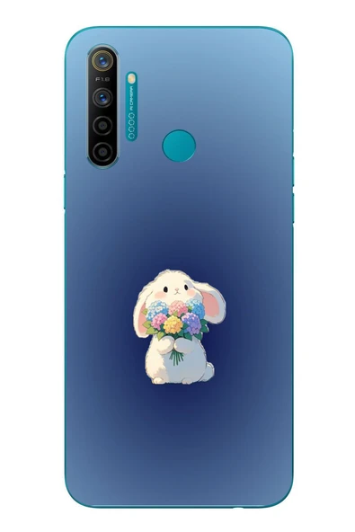 Le Balvo Realme 5i Uyumlu Çiçekli Tavşan Baskılı Silikon Kılıf ürün görseli 1