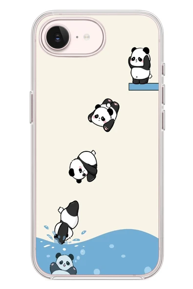 Le Balvo İphone 17e Uyumlu Yüzen Pandalar Baskılı Silikon Kılıf ürün görseli 1