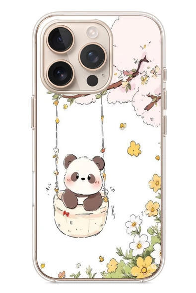 Le Balvo İphone 16 Pro Uyumlu Sallanan Panda Baskılı Silikon Kılıf ürün görseli 1
