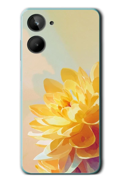 Le Balvo Realme 10 4G Uyumlu Sarı Çiçek Baskılı Silikon Kılıf ürün görseli 1