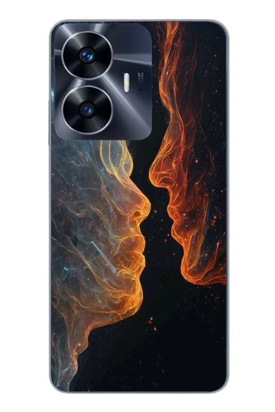 Le Balvo Realme C55 Uyumlu Kavuşan Çizgiler Baskılı Silikon Kılıf ürün görseli 1