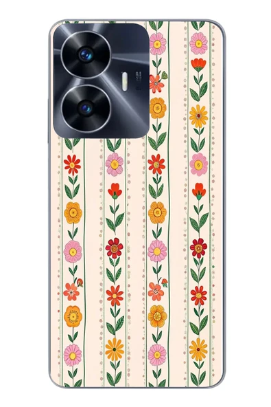 Le Balvo Realme C55 Uyumlu Çiçekler ve Yaprakları Baskılı Silikon Kılıf ürün görseli 1
