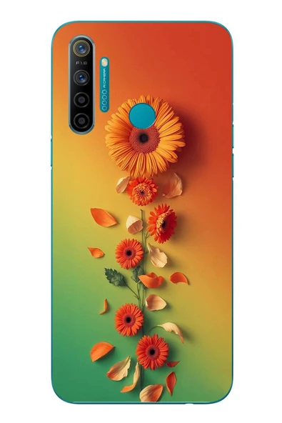 Le Balvo Realme 5i Uyumlu Ayçiçeği Bükleleri Baskılı Silikon Kılıf ürün görseli 1