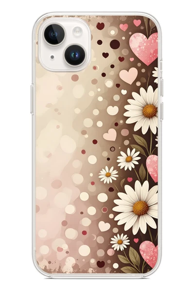 Le Balvo İphone 14 Plus Uyumlu Kalpli Papatya Damlaları Baskılı Silikon Kılıf ürün görseli 1