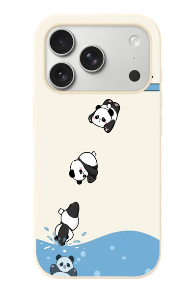 Le Balvo İphone 17 Pro Uyumlu Yüzen Pandalar Baskılı Silikon Kılıf ürün görseli 1