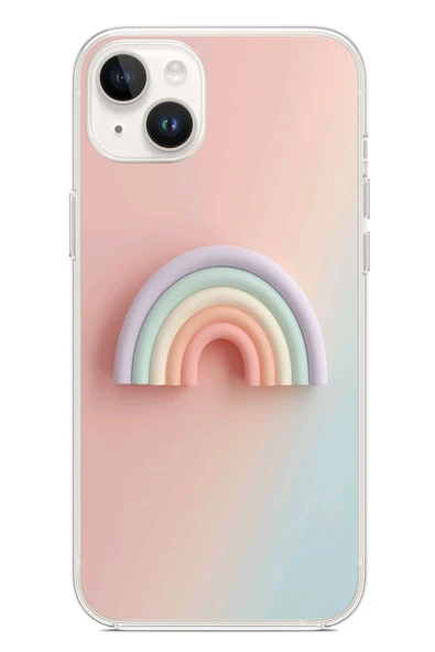 Le Balvo İphone 14 Plus Uyumlu Gökkuşağı Pastel Baskılı Silikon Kılıf ürün görseli 1
