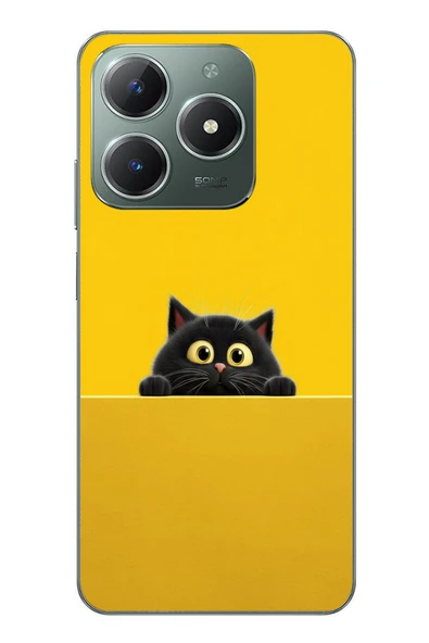 Le Balvo Realme C61 Uyumlu Sarı Gözlü Kedi Baskılı Silikon Kılıf ürün görseli 1