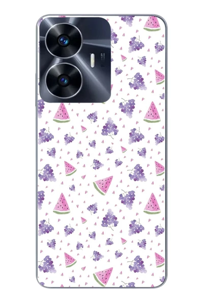 Le Balvo Realme C55 Uyumlu Karpuz ve Üzümler Baskılı Silikon Kılıf ürün görseli 1