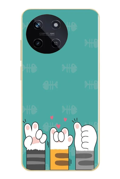 Le Balvo Realme 11 4G Uyumlu Kedi Patileri Baskılı Silikon Kılıf ürün görseli 1