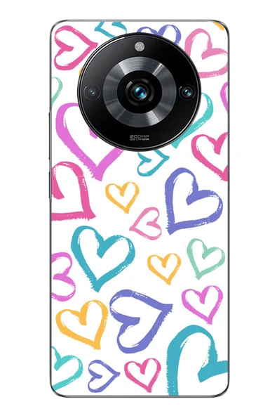 Le Balvo Realme 11 Pro Uyumlu Modern Çizgi Kalpler Baskılı Silikon Kılıf ürün görseli 1