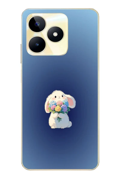 Le Balvo Realme C53 Uyumlu Çiçekli Tavşan Baskılı Silikon Kılıf ürün görseli 1