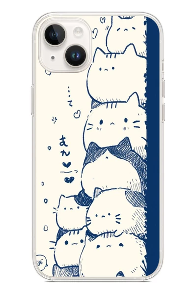 Le Balvo İphone 14 Plus Uyumlu Mavi Kedi Kardeşliği Baskılı Silikon Kılıf ürün görseli 1