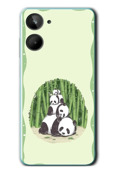 Le Balvo Realme 10 4G Uyumlu Panda Ailesi Baskılı Silikon Kılıf ürün görseli 1