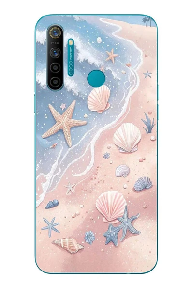 Le Balvo Realme 5i Uyumlu Deniz Yıldızı Kumsalı Baskılı Silikon Kılıf ürün görseli 1