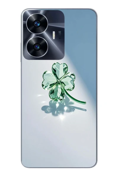 Le Balvo Realme C55 Uyumlu Yeşil Yonca Baskılı Silikon Kılıf ürün görseli 1