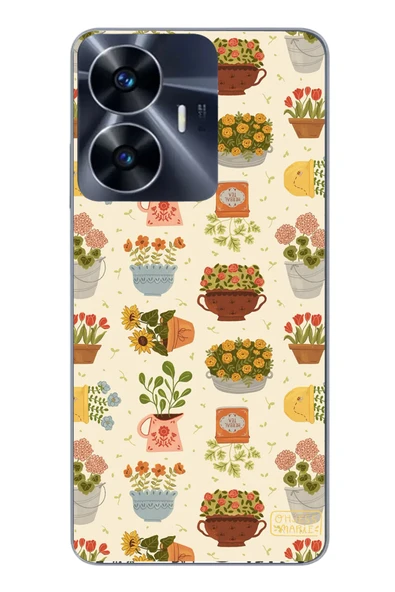 Le Balvo Realme C55 Uyumlu Çiçekler ve Saksılar Baskılı Silikon Kılıf ürün görseli 1