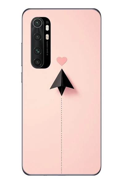 Le Balvo Xiaomi Mi 10 Lite Uyumlu Kalp Siyah Uçak Baskılı Silikon Kılıf ürün görseli 1