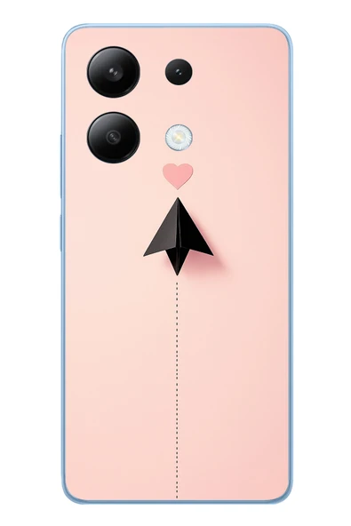 Le Balvo Redmi Note 13 4G Uyumlu Kalp Siyah Uçak Baskılı Silikon Kılıf ürün görseli 1