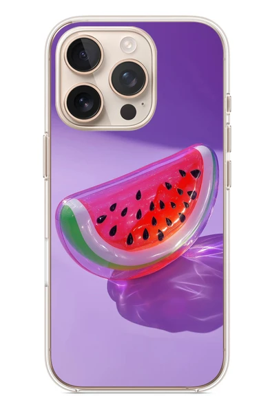 Le Balvo İphone 16 Pro Uyumlu Karpuz Jelibon Baskılı Silikon Kılıf ürün görseli 1