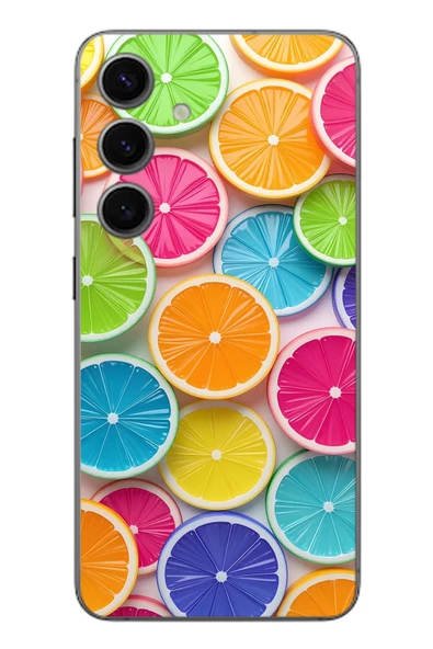 Le Balvo Samsung Galaxy S24 Uyumlu Renkli Lime Dilimler Baskılı Silikon Kılıf ürün görseli 1