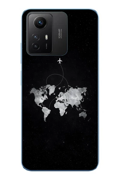 Le Balvo Redmi Note 12S Uyumlu Dünya Haritası Uçuş Baskılı Silikon Kılıf ürün görseli 1