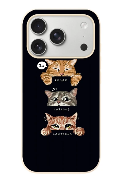 Le Balvo İphone 17 Pro Uyumlu Kedi Halleri Baskılı Silikon Kılıf ürün görseli 1