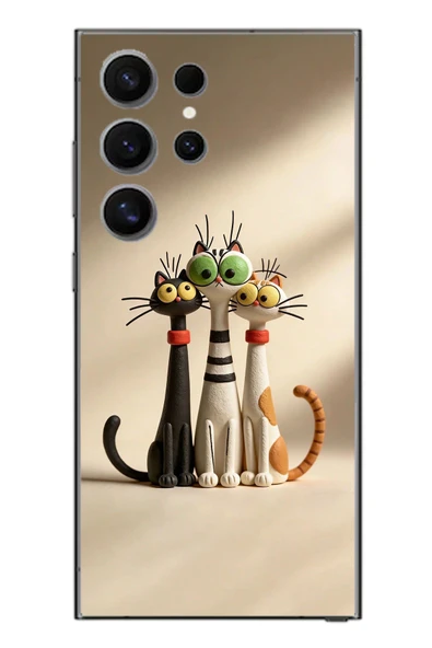 Le Balvo Samsung Galaxy S24 Ultra Uyumlu Neşeli Kedi Ailesi Baskılı Silikon Kılıf ürün görseli 1