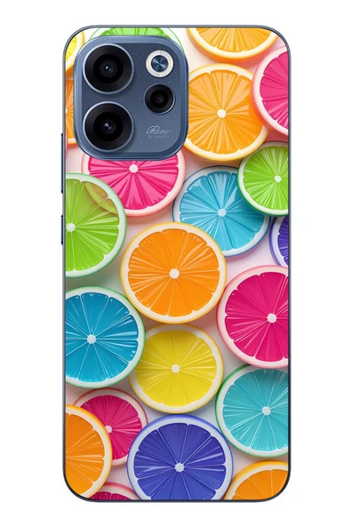 Le Balvo Oppo Reno 15F Uyumlu Renkli Lime Dilimler Baskılı Silikon Kılıf ürün görseli 1