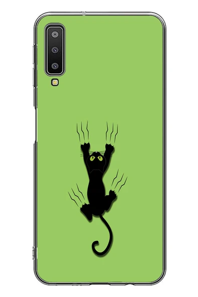 Le Balvo Samsung Galaxy A7 2018 Uyumlu Tutunan Kedi Baskılı Silikon Kılıf ürün görseli 1
