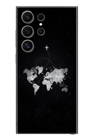 Le Balvo Samsung Galaxy S24 Ultra Uyumlu Dünya Haritası Uçuş Baskılı Silikon Kılıf ürün görseli 1