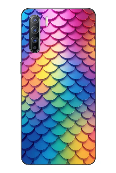 Le Balvo Oppo Reno 3 Uyumlu Gökkuşağı Renkleri Baskılı Silikon Kılıf ürün görseli 1