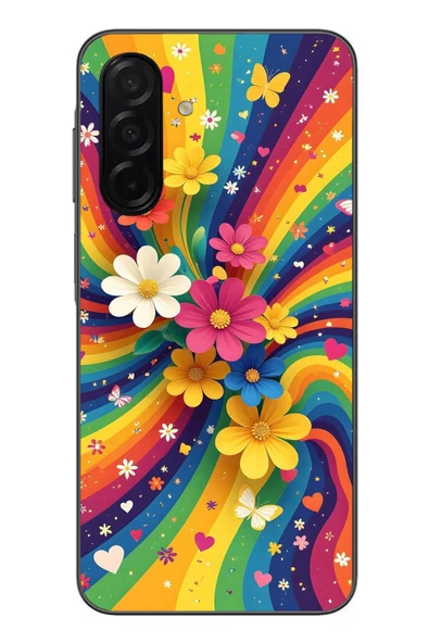 Le Balvo Samsung Galaxy A26 Uyumlu Renkli Gökkuşağı Çiçekleri Baskılı Silikon Kılıf ürün görseli 1